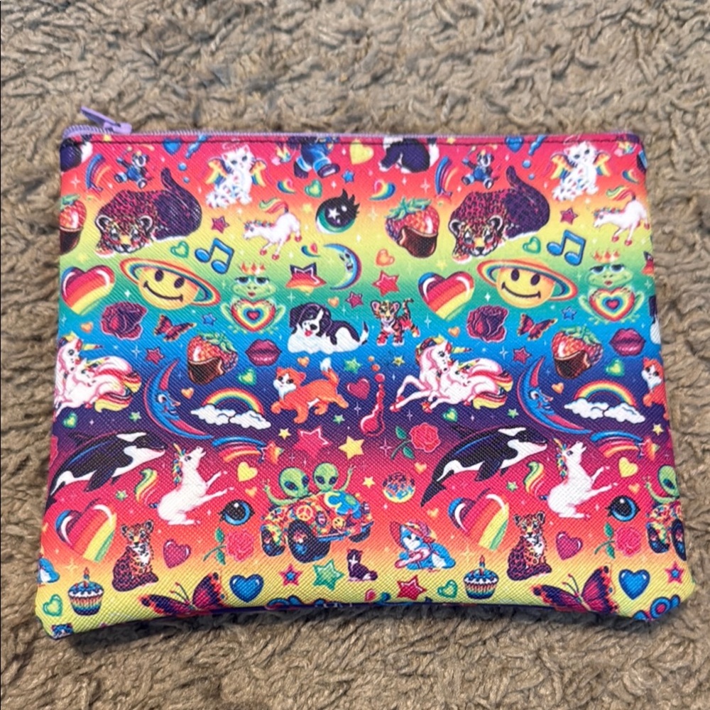 Ipsy / Lisa Frank Style Colorful Rainbow Patterned Pouch
